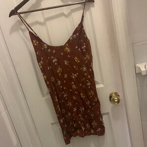 Reformation brown colored Floral Spaghetti Strap Dress